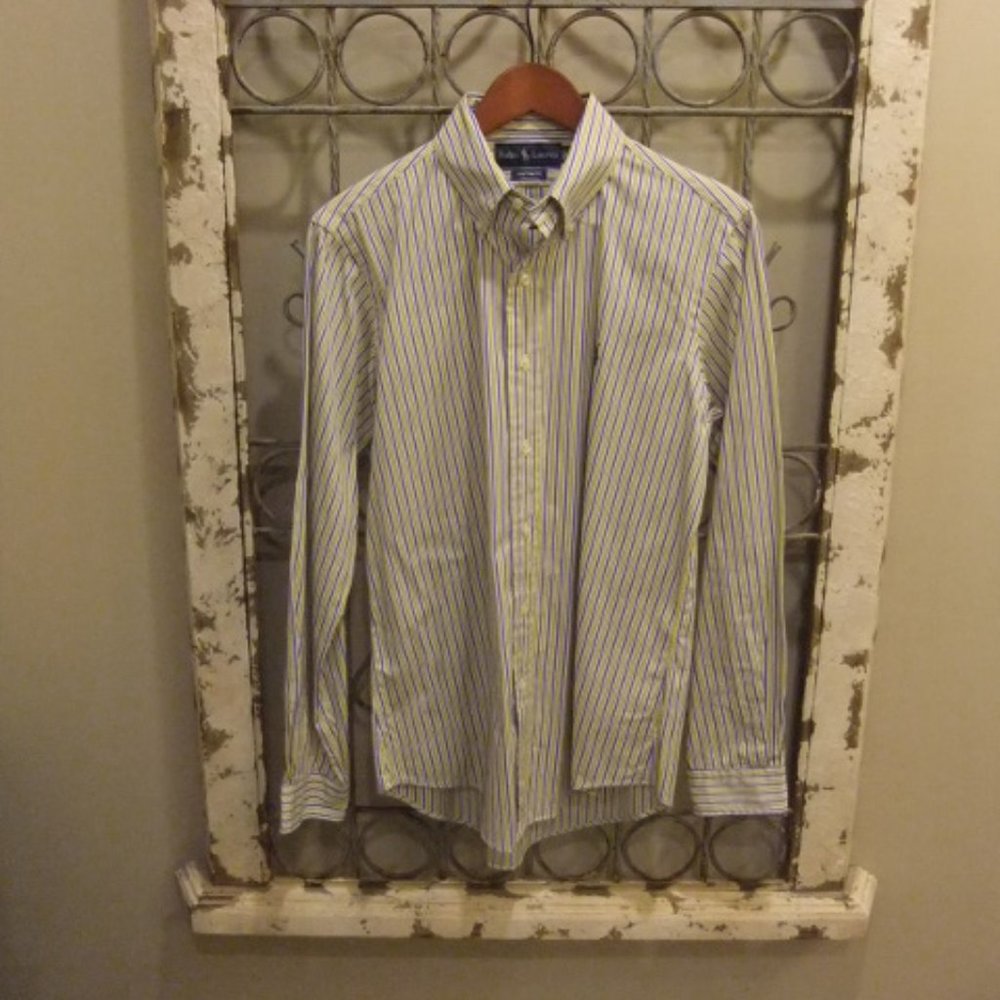 RALPH LAUREN CUSTOM FIT STRIPED SHIRT-MEDIUM